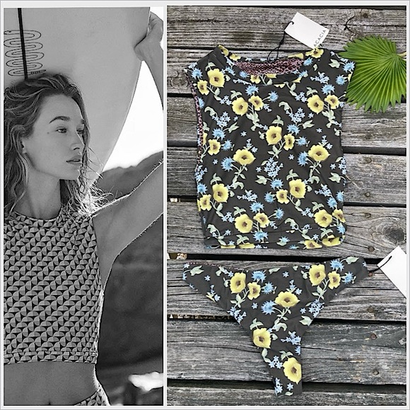 ACACIA Set - Citrine Costa Rashguard Bikini Top & Brazil Bottom - XS/S